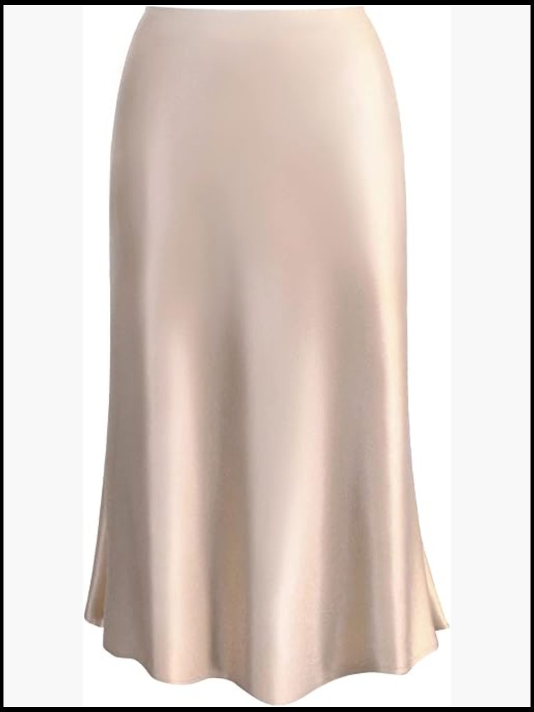 Leopard Print Midi Skirt Satin High Waist Elastic A-Line Summer Trendy